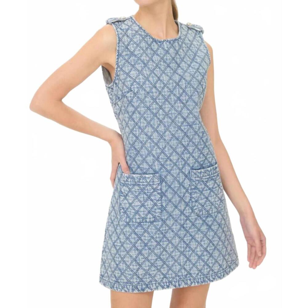 NEW ZOE AND CLAIRE quilted denim dress in blue